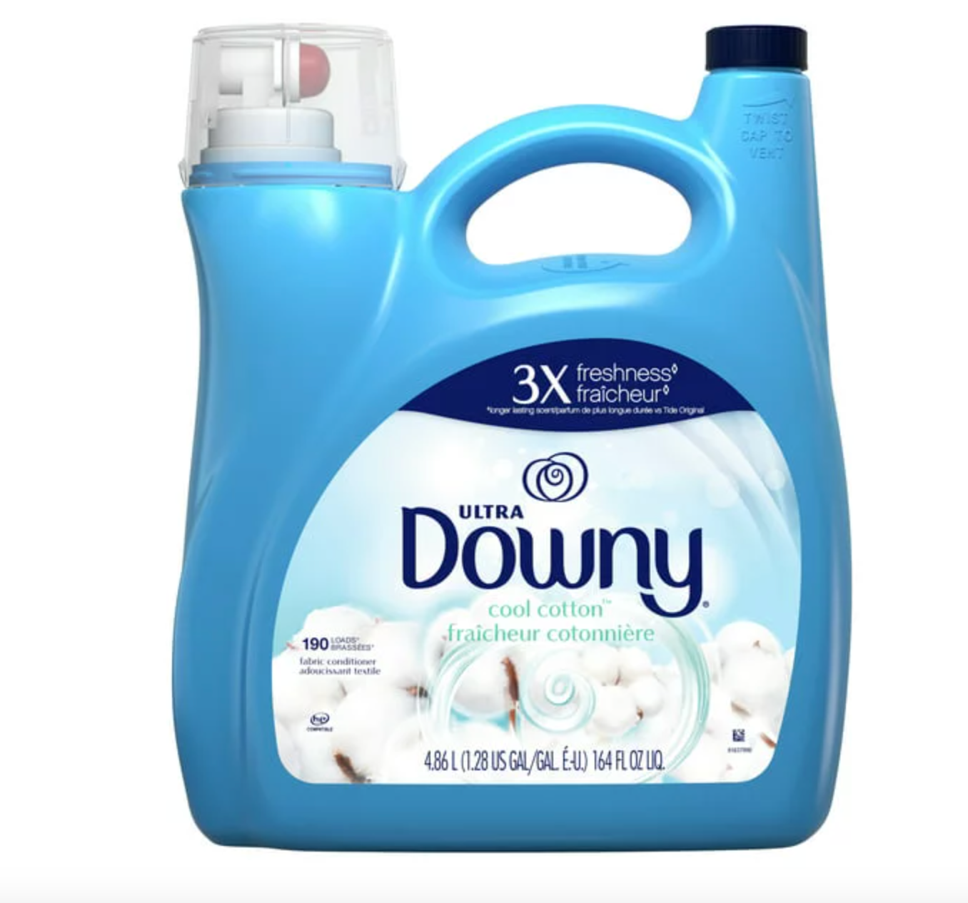 Downy Cool Cotton Liquid Fabric Conditioner (Fabric Softener), 164 fl oz, 190 loads