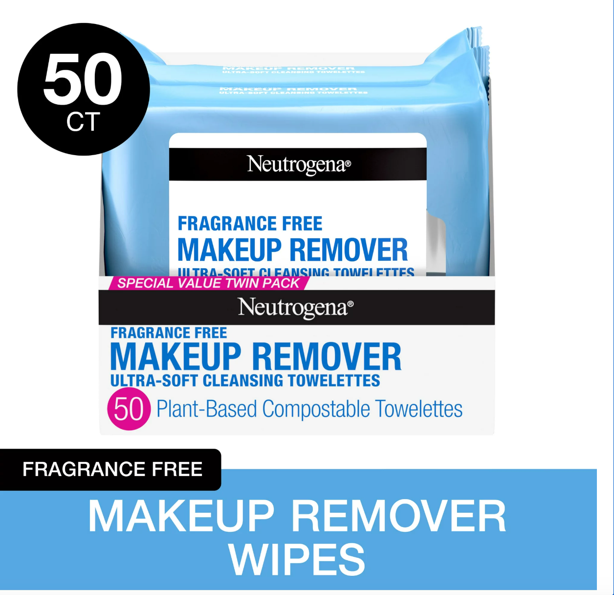 Neutrogena Makeup Remover Cleansing Towelettes and Face Wipes Value Pack (132ct)