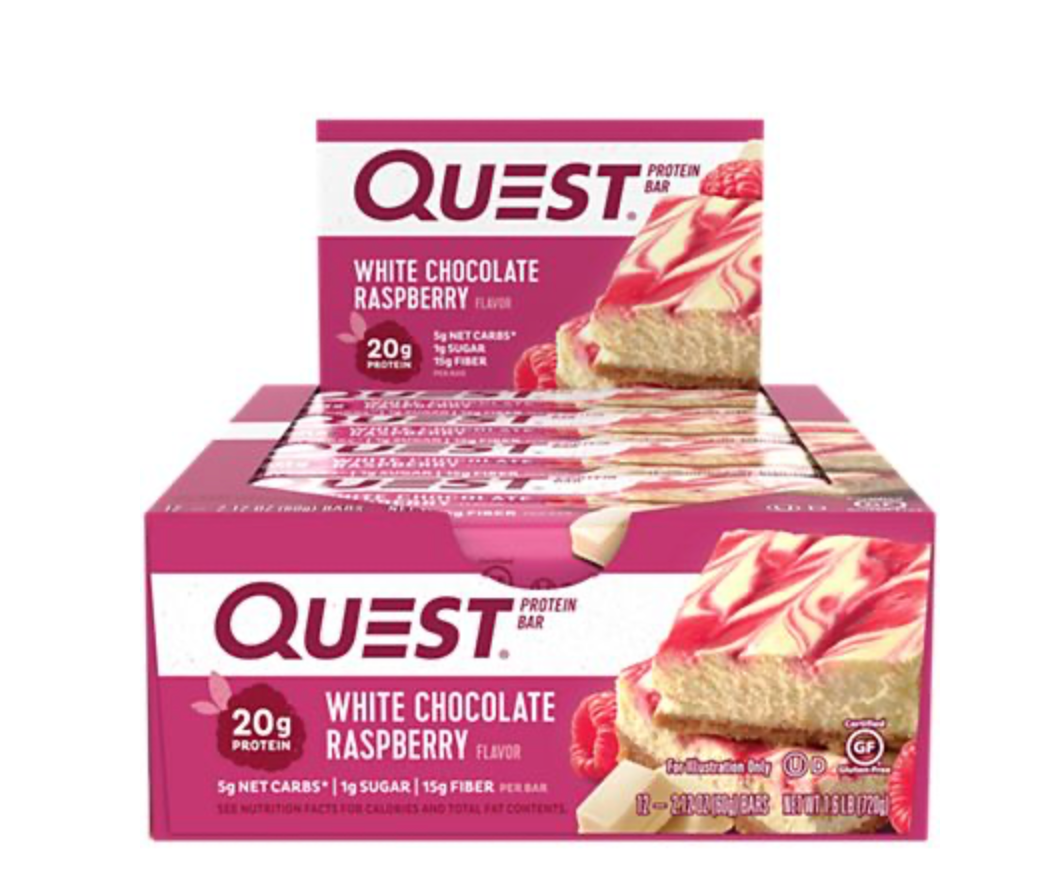 Quest Protein Bar - White Chocolate Raspberry (12 Bars)