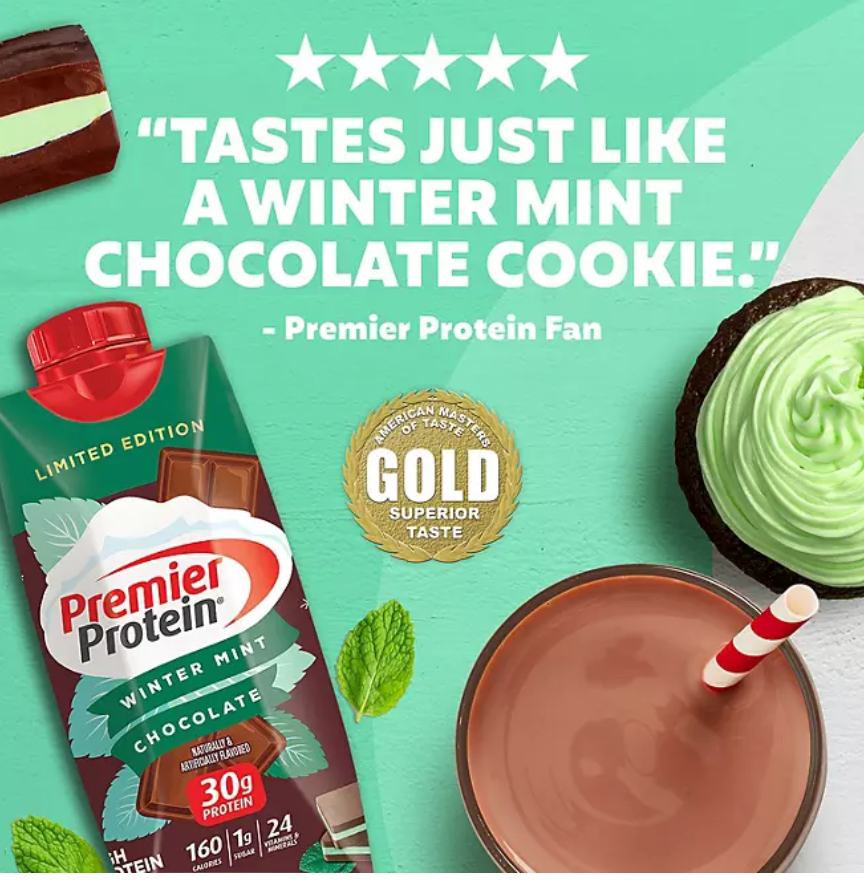 Premier Protein 30g High Protein Shake, Winter Mint Chocolate (11 fl. oz., 15 pk.)