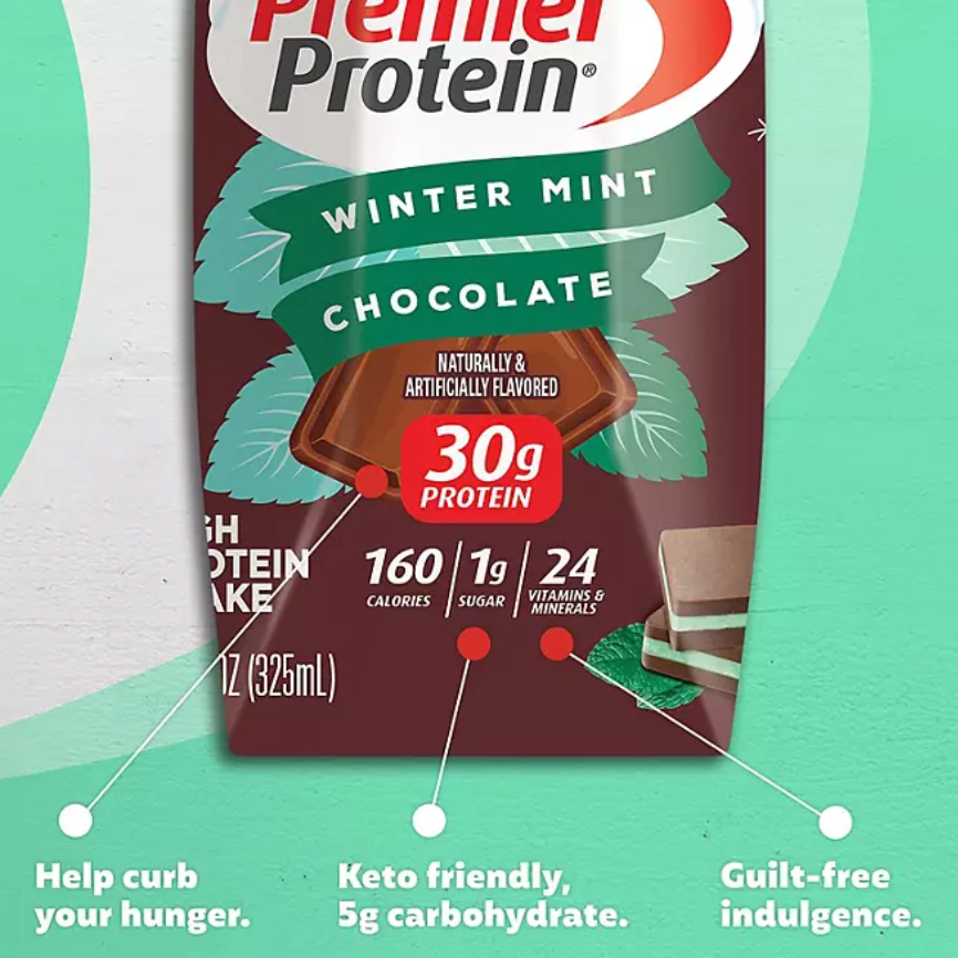 Premier Protein 30g High Protein Shake, Winter Mint Chocolate (11 fl. oz., 15 pk.)