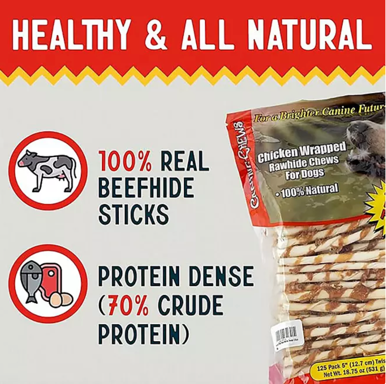 Canine Chews Chicken-Wrapped Rawhide Chews for Dogs (125 ct.)