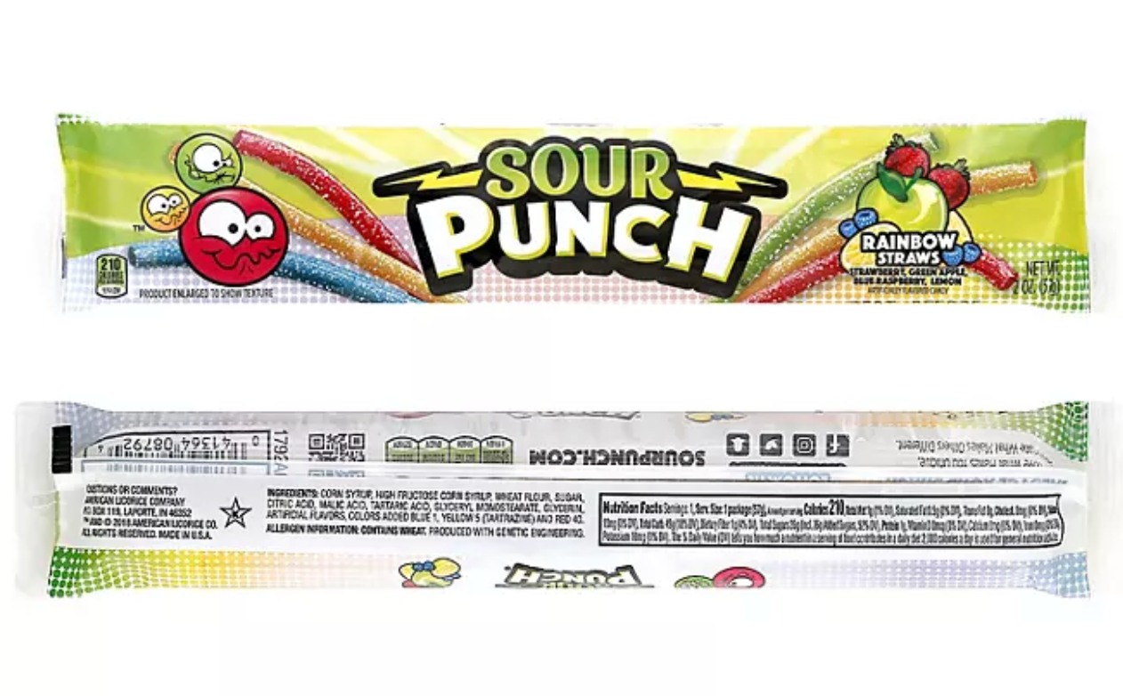 SOUR PUNCH Rainbow Straws Assorted Chewy Candy (2 oz., 24 pk.)