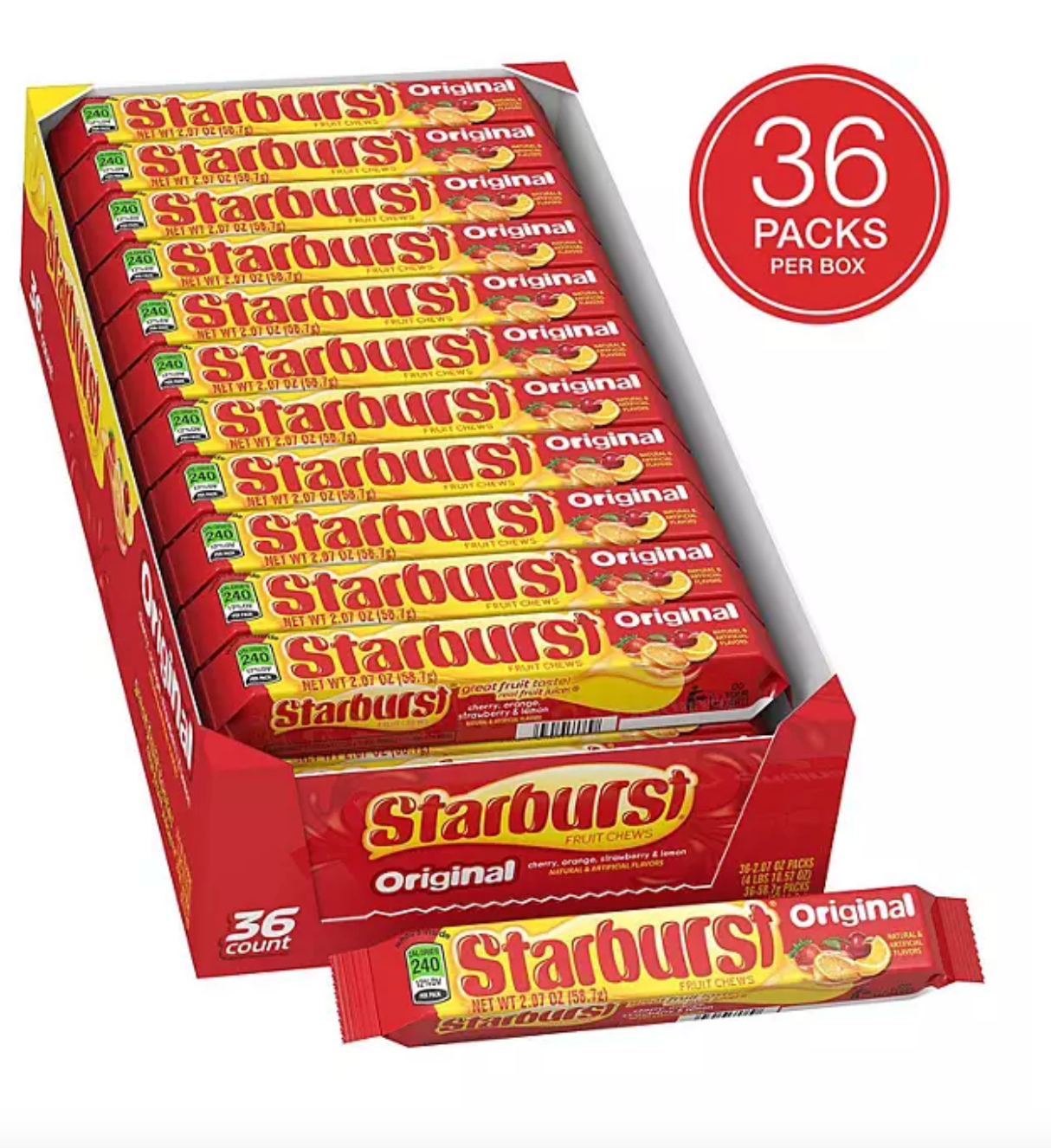 Starburst Original Fruity Chewy Candy Full Size Bulk Pack (2.07 oz., 36 ct.)
