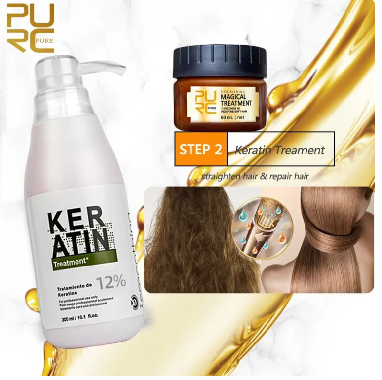 Professional Keratin Hair Treatment Set Brazilian Hair Straightening Cream Smoothing Shampoo Magic Hair Mask Care
