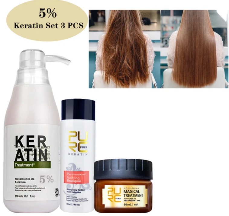 Professional Keratin Hair Treatment Set Brazilian Hair Straightening Cream Smoothing Shampoo Magic Hair Mask Care