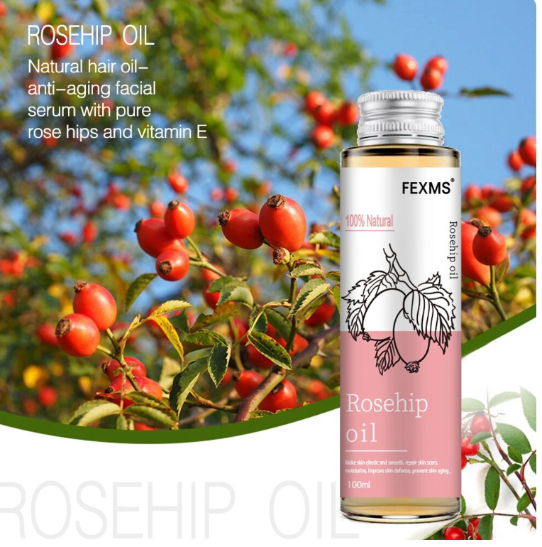 Rosehip Seed Oil, 100% Pure Organic Unrefined Cold Pressed Anti Aging Rose Hip Moisturizer For Hair Skin & Nails