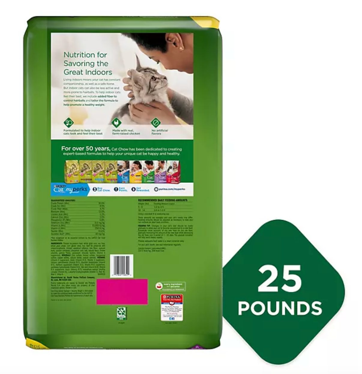 Purina Cat Chow Indoor Dry Cat Food, Hairball + Healthy Weight, 25 lbs.