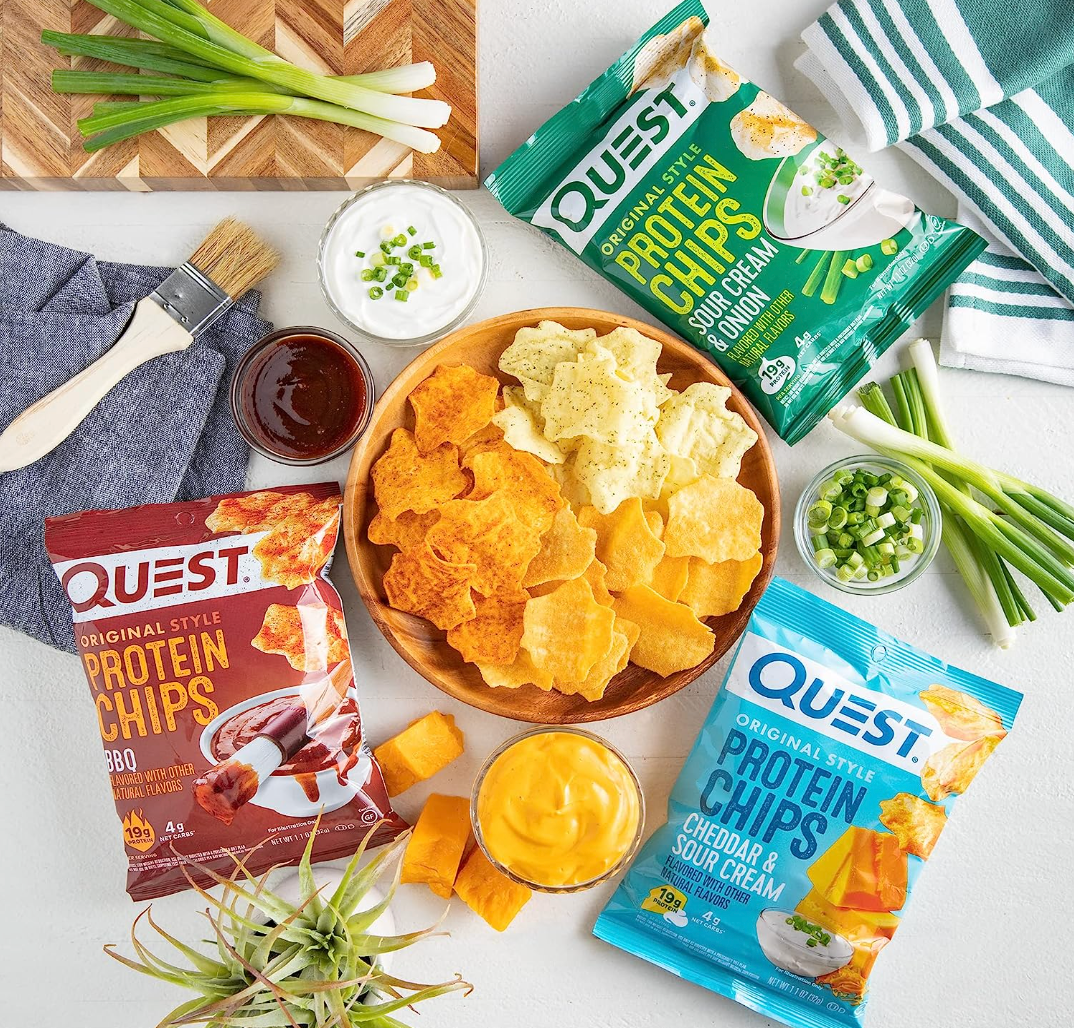 Quest Nutrition Protein Chips Variety Pack, (BBQ, Cheddar & Sour Cream, Sour Cream & Onion), High Protein, Low Carb, 1.1 Ounce (Pack of 12)