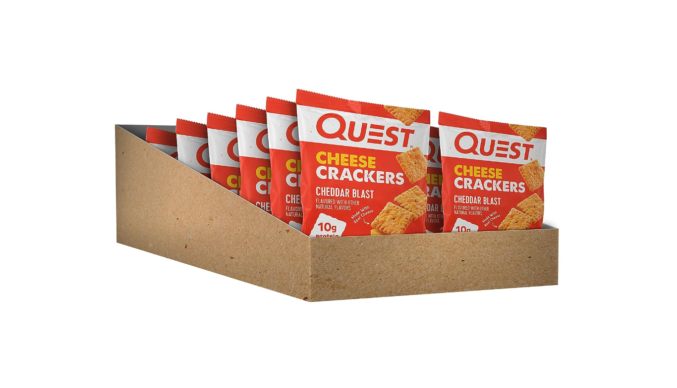 Quest Nutrition Cheese Crackers, Cheddar Blast, High Protein, Low Carb, Made with Real Cheese, 12 Count (1.06 oz bags)
