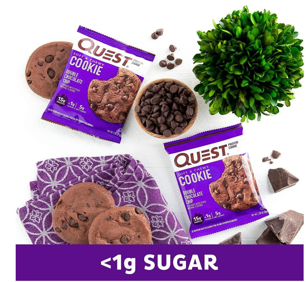 Quest Nutrition Double Chocolate Chip Protein Cookie, High Protein, Low Carb, 12 Count