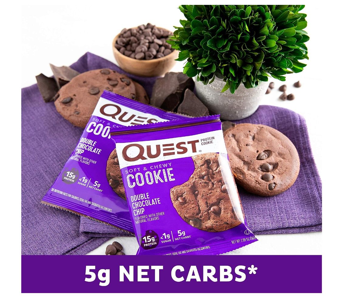 Quest Nutrition Double Chocolate Chip Protein Cookie, High Protein, Low Carb, 12 Count