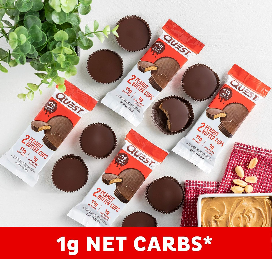 Quest Nutrition High Protein Low Carb, Gluten Free, Keto Friendly, Peanut Butter Cups, 12 Count (total- 17.76 Ounce)