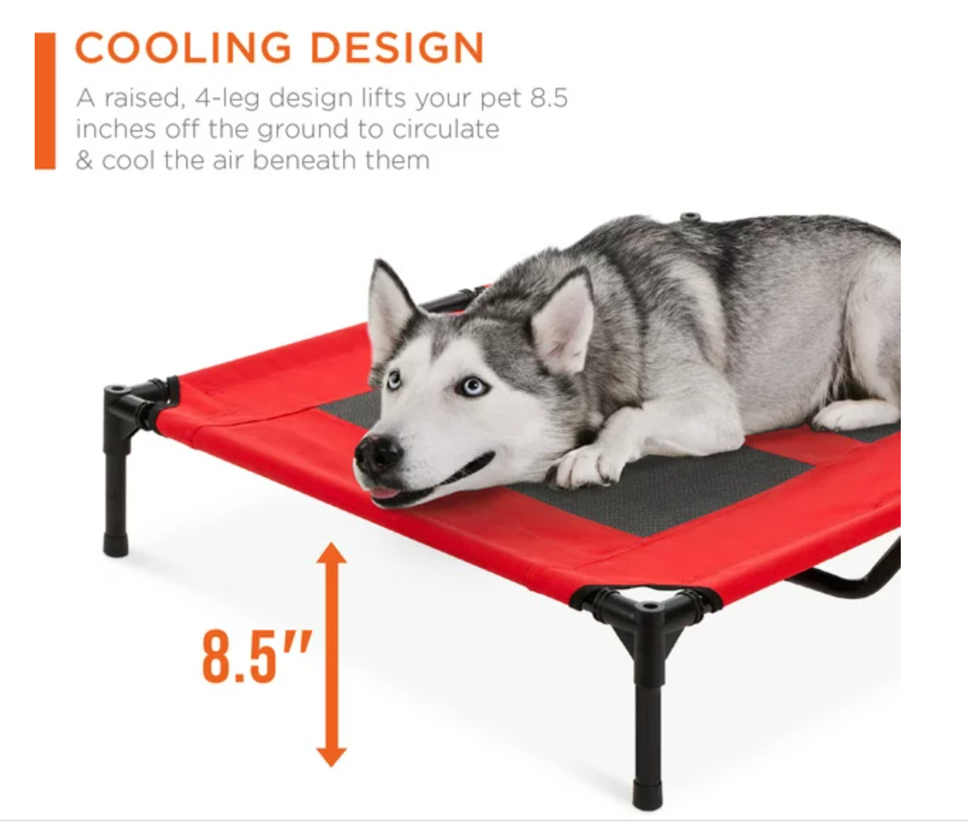 Best Choice Products 36in Outdoor Raised Mesh Cot Cooling Dog Pet Bed RED