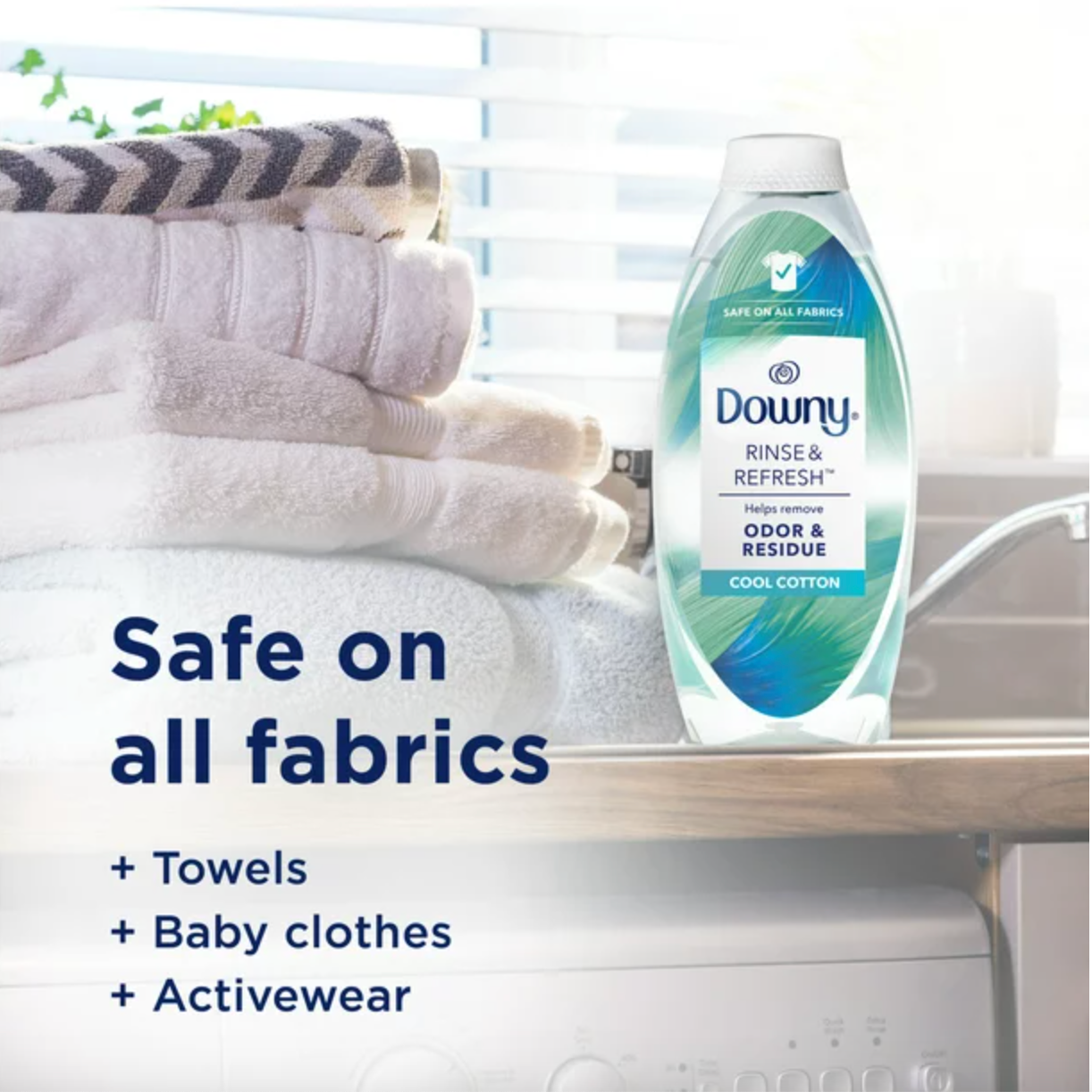 Downy Rinse & Refresh Laundry Odor Remover And Fabric Softener, Cool Cotton, 48 fl oz