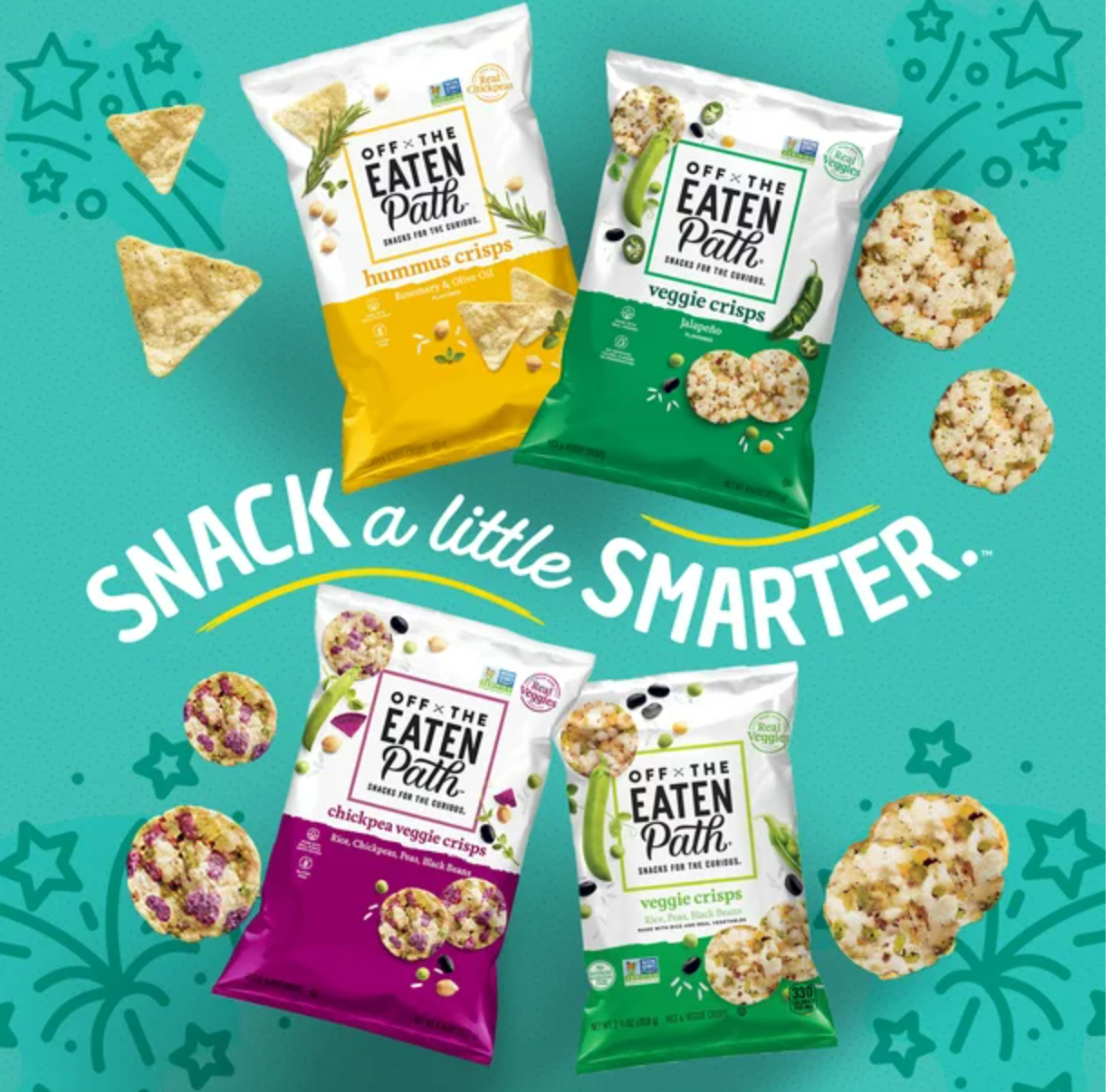 Off The Eaten Path Chickpea Veggie Crisps, 1.25 oz Bags, 16 Count