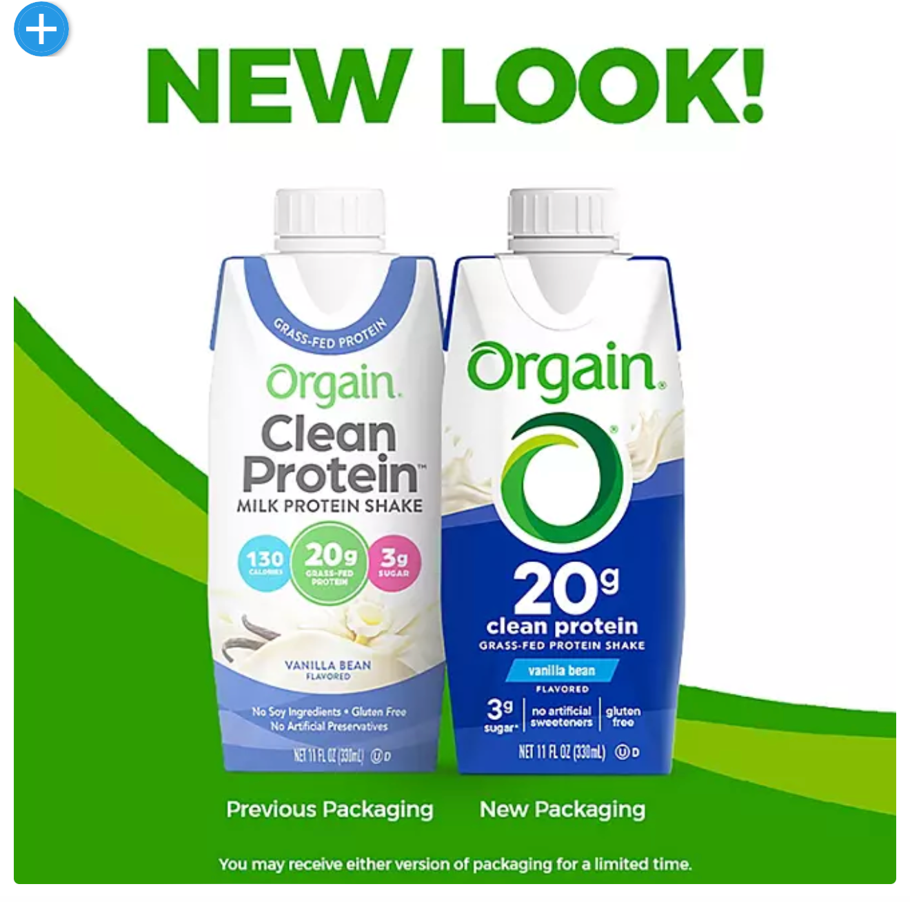 Orgain Clean Protein Grass-Fed Protein Shake, Vanilla Bean (11 fl. oz., 12 pk.)