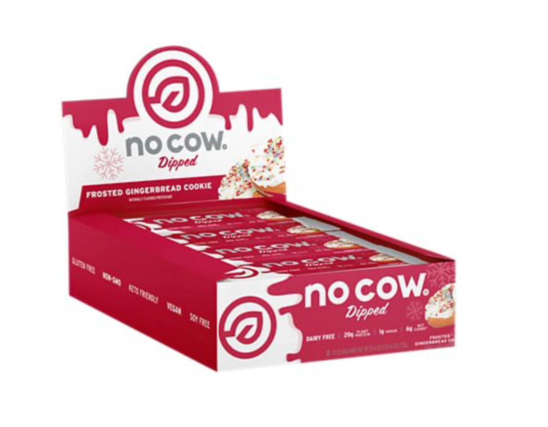 No Cow Plant-Based Dipped Protein Bar - Frosted Gingerbread Cookie (12 Bars)