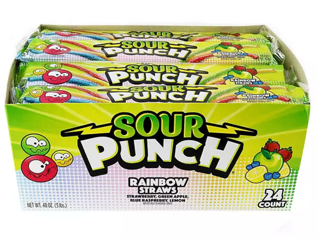SOUR PUNCH Rainbow Straws Assorted Chewy Candy (2 oz., 24 pk.)