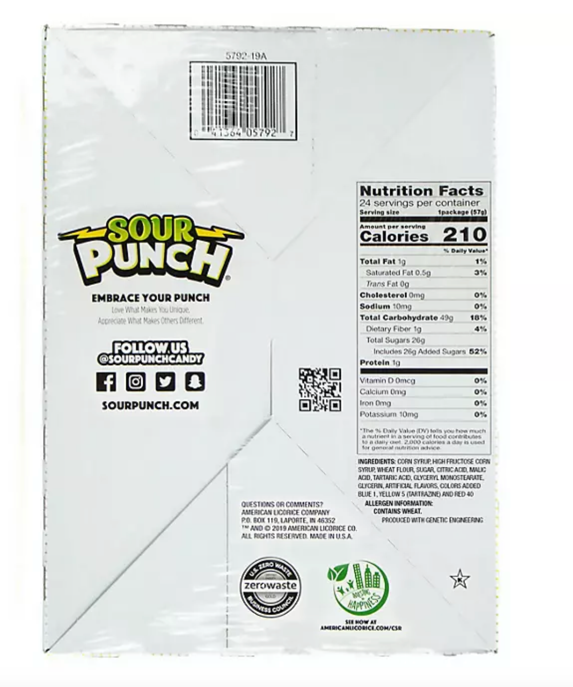 SOUR PUNCH Rainbow Straws Assorted Chewy Candy (2 oz., 24 pk.)