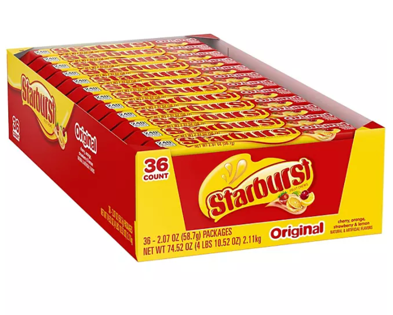 Starburst Original Fruity Chewy Candy Full Size Bulk Pack (2.07 oz., 36 ct.)