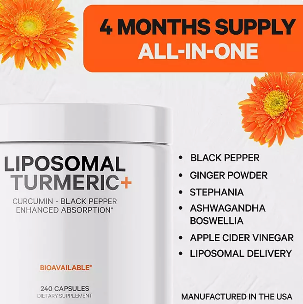 Codeage Liposomal Turmeric Curcumin + Black Pepper 240 ct.