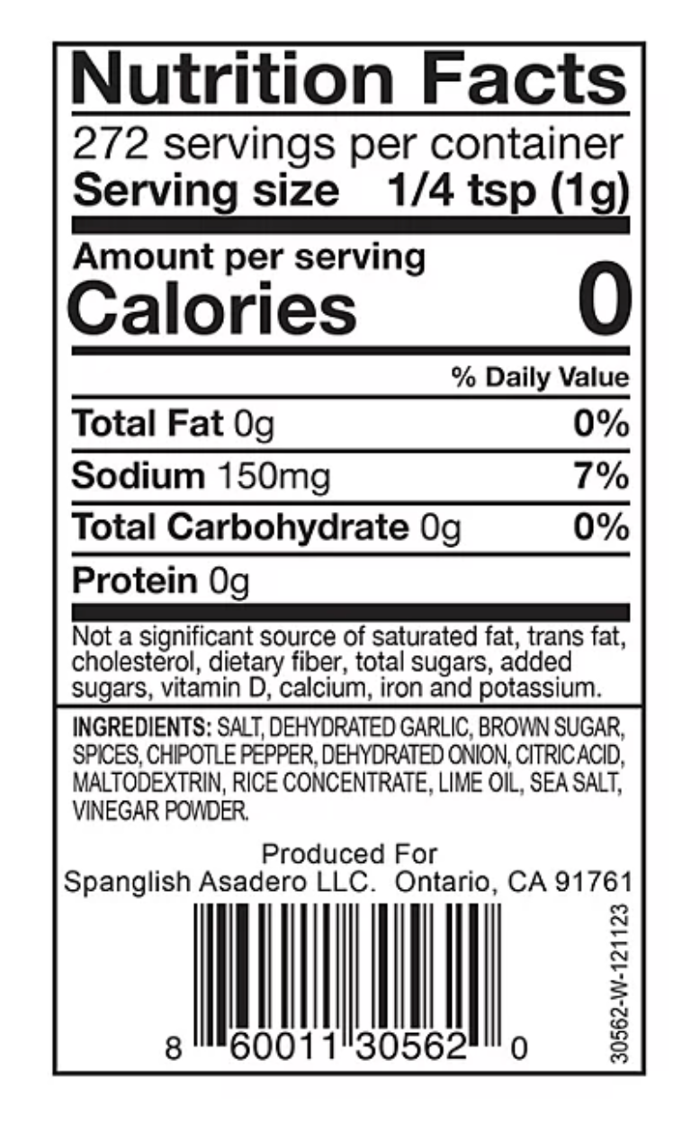 Spanglish Asadero Mexican BBQ, Seasoning 9.6 oz.