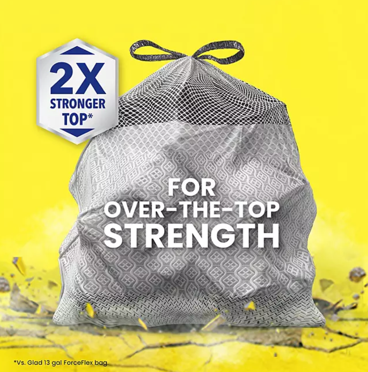 Glad ForceFlex Max Strength Tall Kitchen Drawstring Trash Bags, Gain Lavender 13 gal., 120 ct.