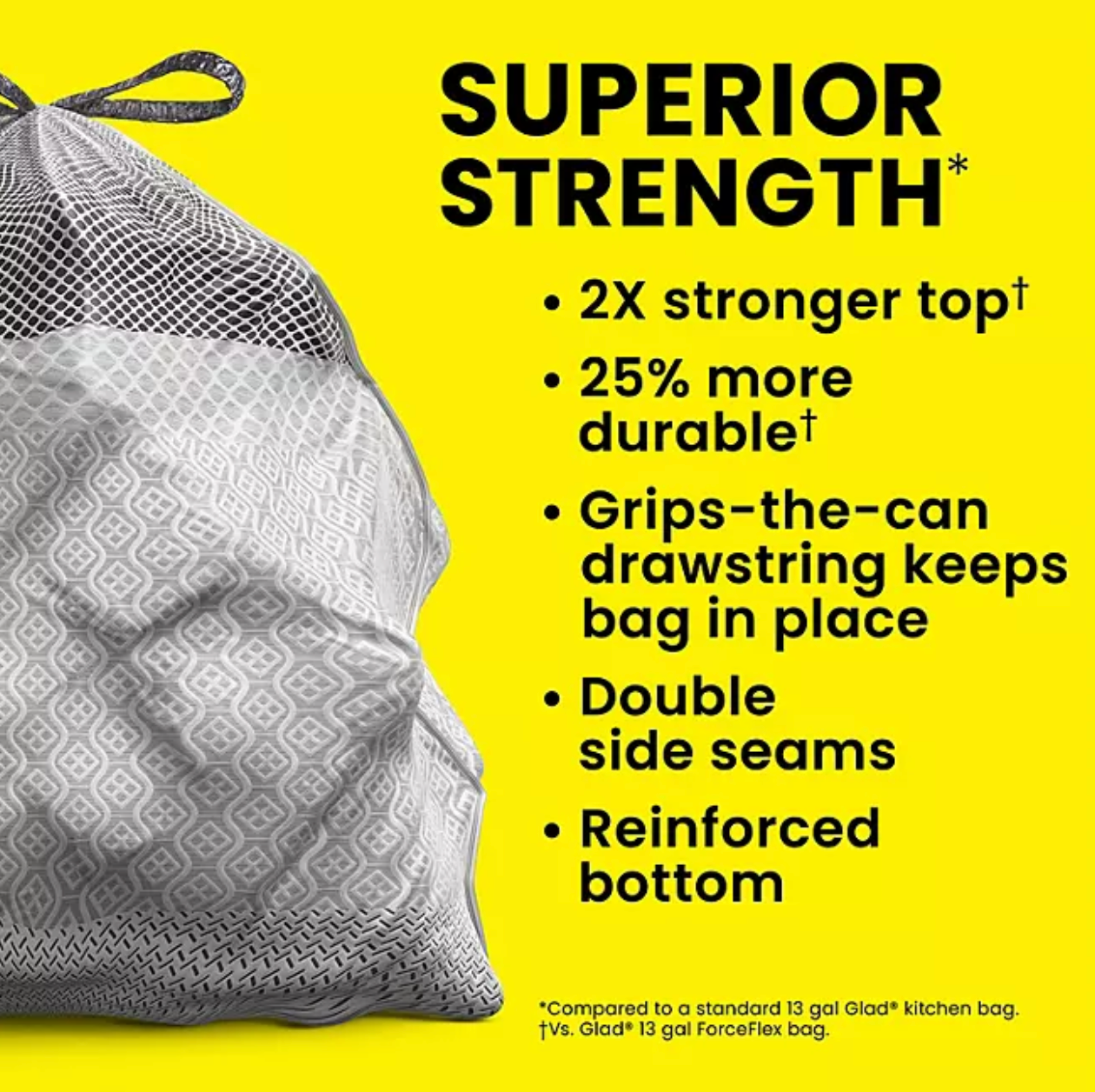 Glad ForceFlex Max Strength Tall Kitchen Drawstring Trash Bags, Gain Lavender 13 gal., 120 ct.