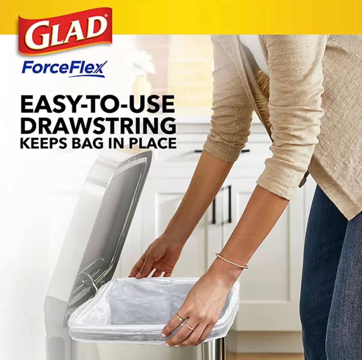 Glad ForceFlex 13-Gallon Kitchen Trash Bags, Gain Original Scent + Febreze, 160 ct.