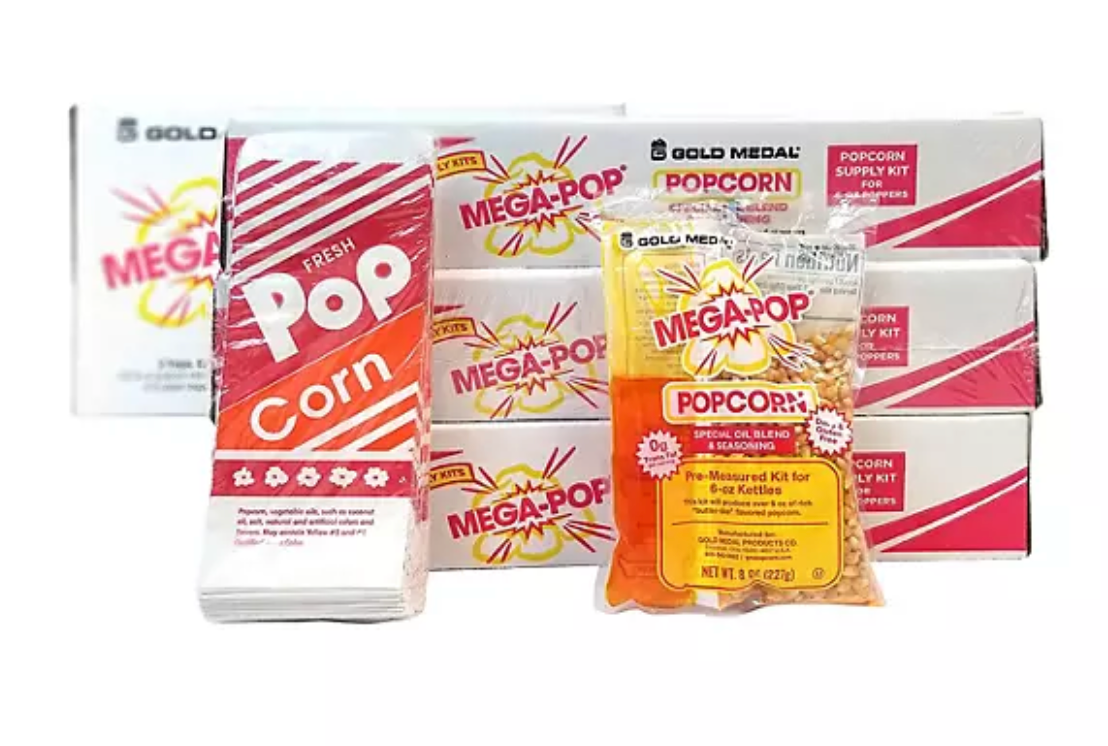 Gold Medal Mega-Pop All-In-One Popcorn Supply Kit for 6 oz. Poppers
