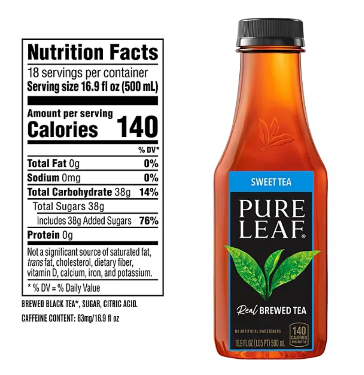 Pure Leaf Real Brewed Tea Sweet Tea 16.9 fl. oz., 18 pk.