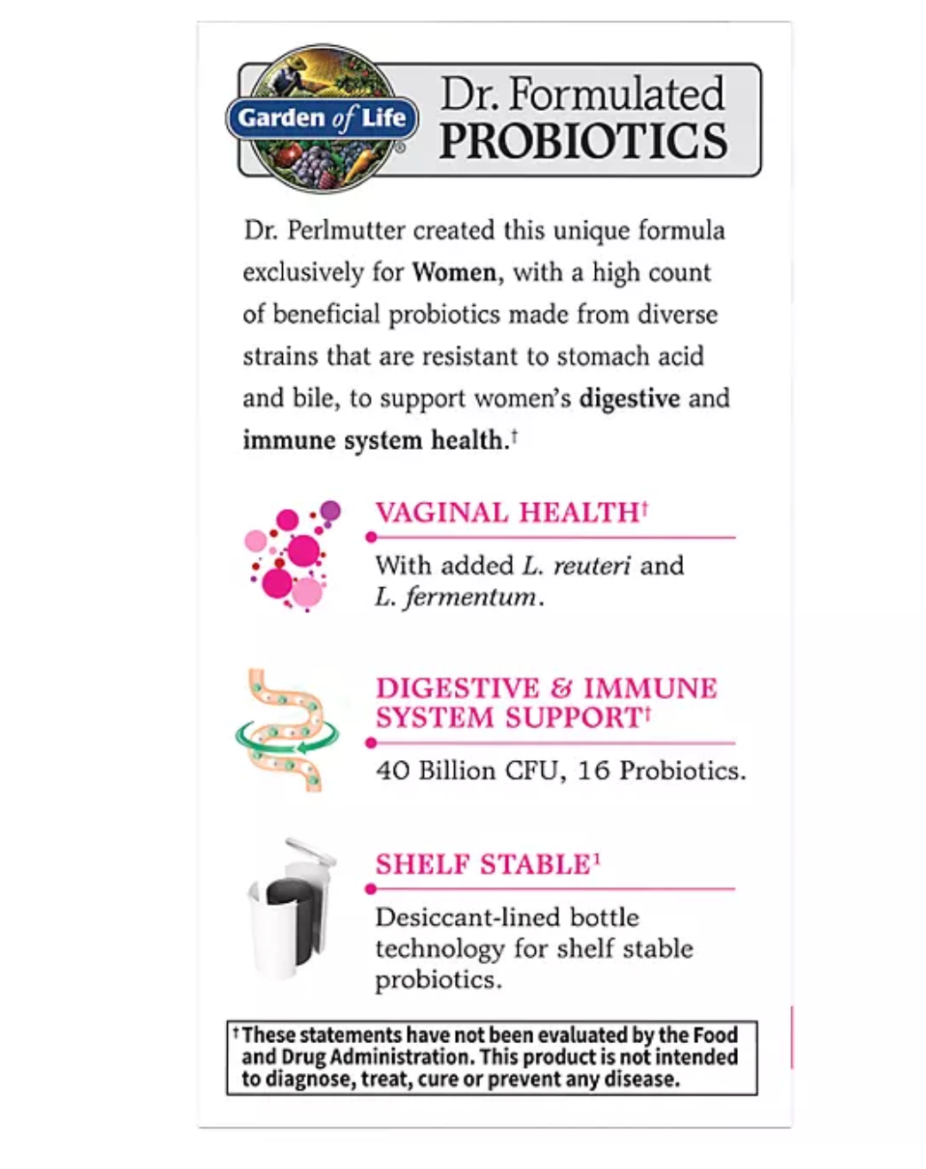 Garden Of Life Dr. Formulated Women's Daily Probiotic Capsules, 40 Billion CFU 60 ct.