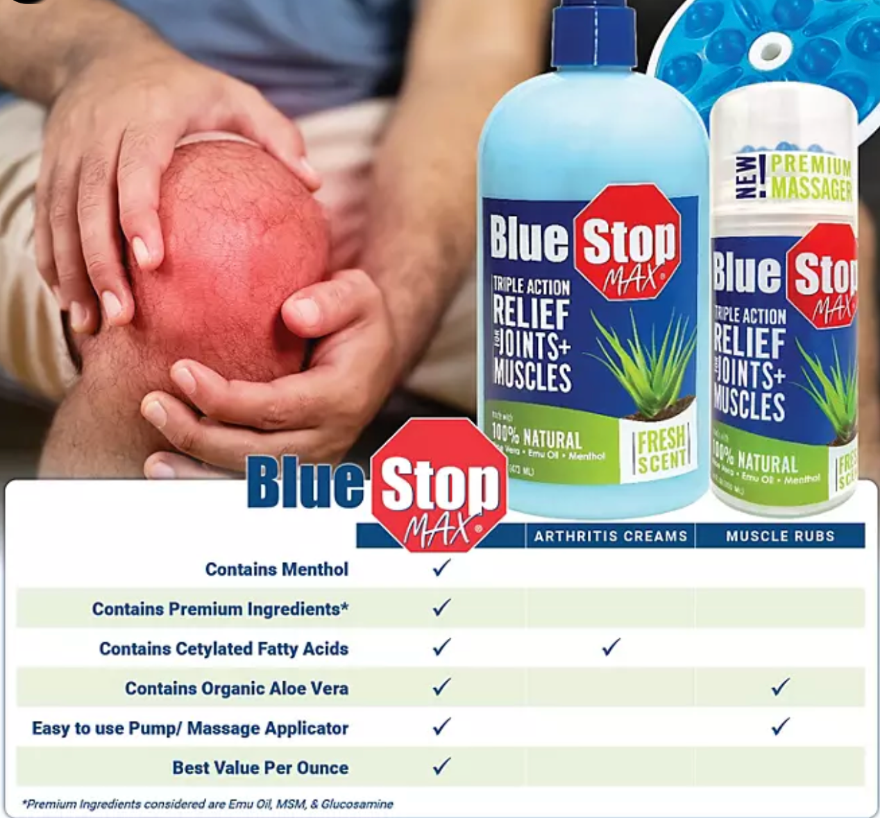 Blue Stop Max for Body Aches Massager Stick (3.4 oz., 2 pk.)