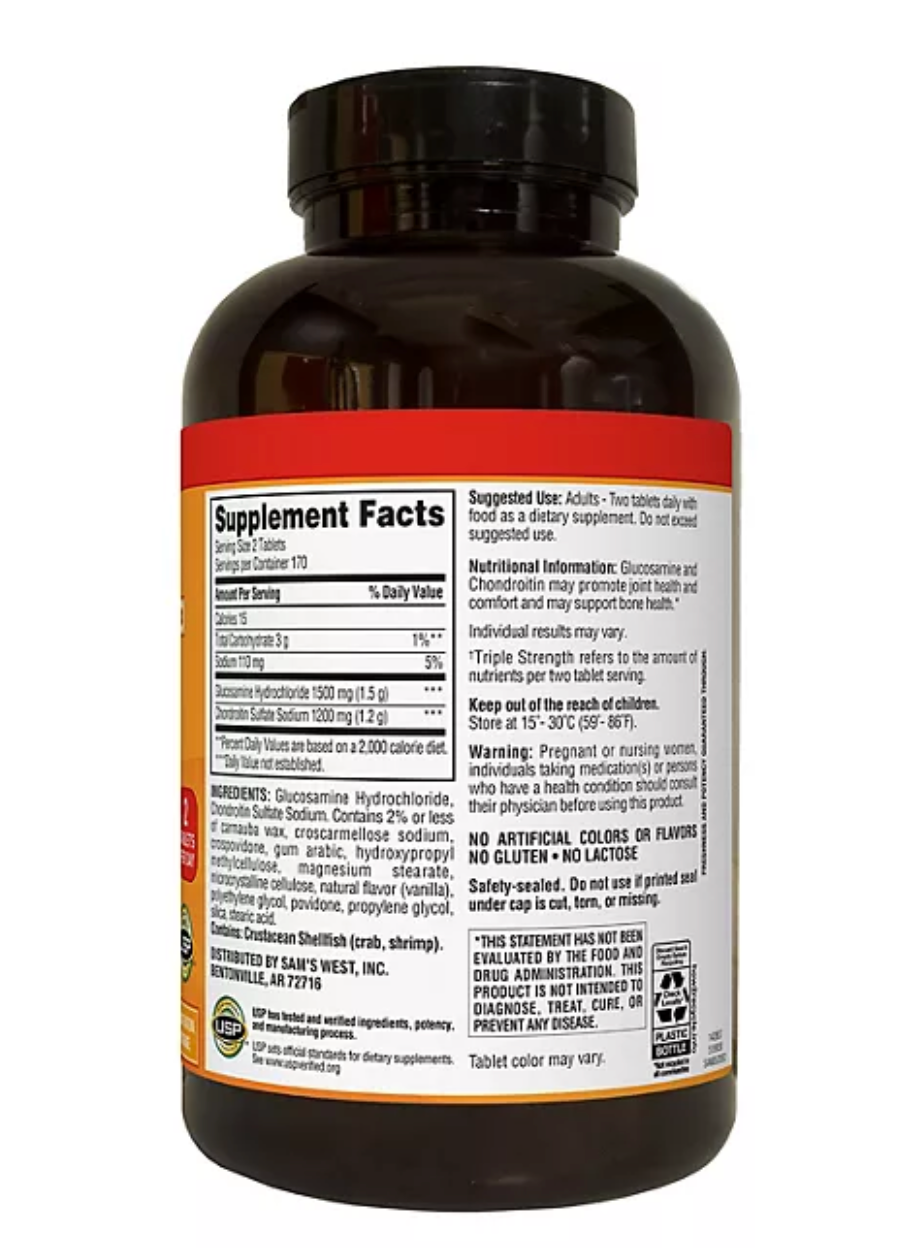 Triple Strength Glucosamine Chondroitin Tablets, 340 ct.