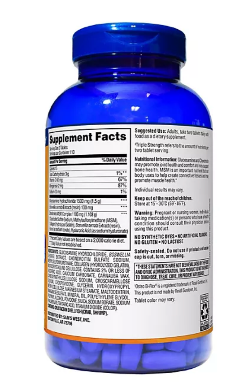 Triple-Strength Glucosamine Chondroitin MSM Tablets, 220 ct.