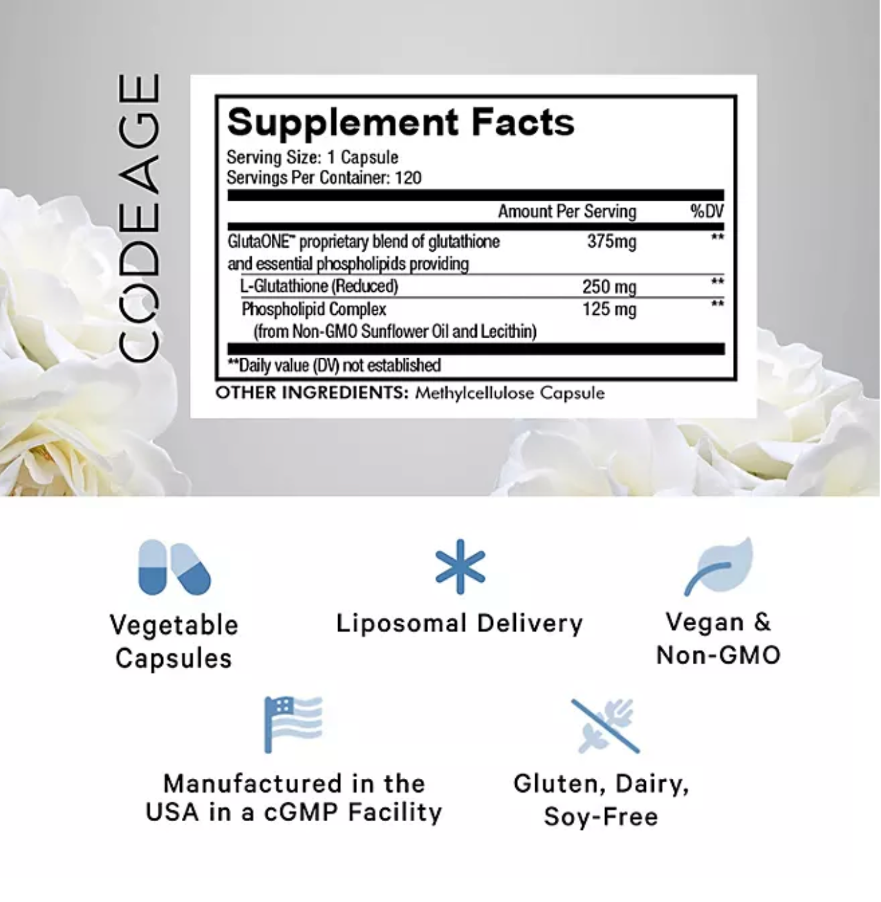 Codeage Liposomal Glutathione Essential Phospholipids Antioxidant Capsules 120 ct.