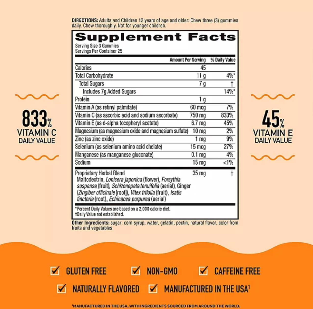 Airborne Vitamin C Gummies, 750 mg, 75 ct.