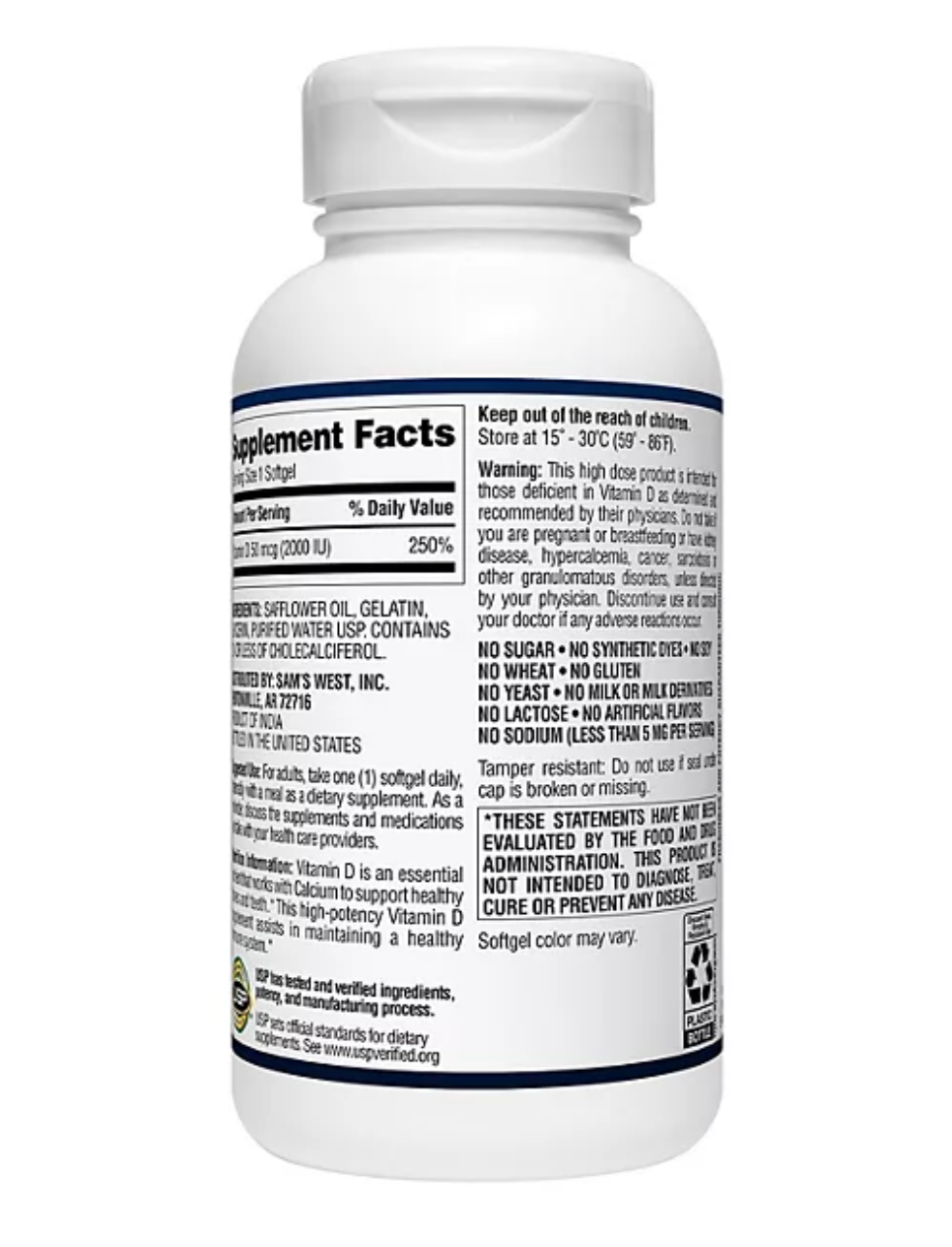 Vitamin D3, 50 mcg, 400 ct.